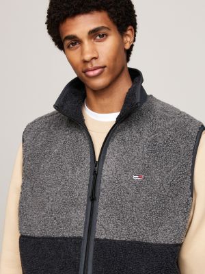 smanicato relaxed fit color block in sherpa grigio da uomini tommy jeans