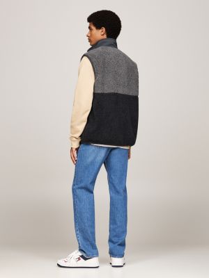 smanicato relaxed fit color block in sherpa grigio da uomini tommy jeans