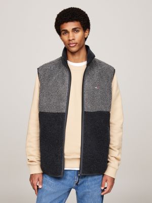 smanicato relaxed fit color block in sherpa grey da uomini tommy jeans