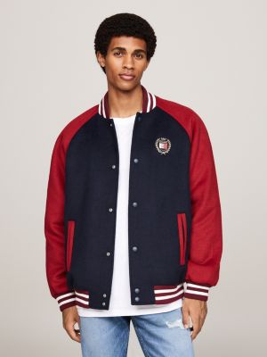 bomber in misto lana con ricamo red da uomini tommy jeans