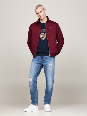 chaqueta con acolchado a rombos roja de hombres tommy jeans