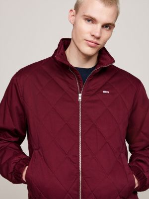 rot wattierte jacke mit rautensteppung für herren - tommy jeans