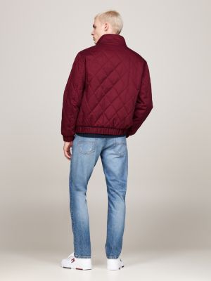 chaqueta con acolchado a rombos roja de hombres tommy jeans