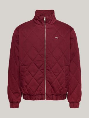 red diamond quilted padded jacket for men tommy jeans