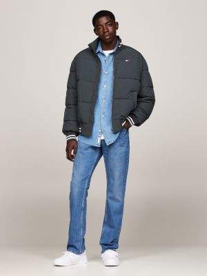 giubbino varsity relaxed fit idrorepellente grigio da uomini tommy jeans