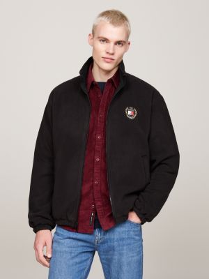 black reversible polar fleece relaxed jacket for men tommy jeans