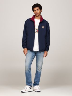 blue reversible polar fleece relaxed jacket for men tommy jeans