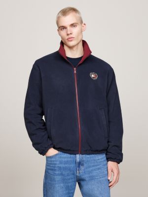 red reversible polar fleece relaxed jacket for men tommy jeans