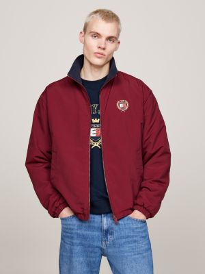 red reversible polar fleece relaxed jacket for men tommy jeans