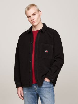 sobrecamisa polar de peluche con parche black de hombres tommy jeans