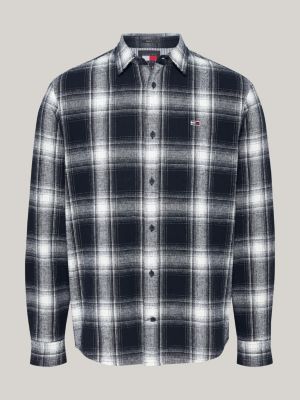 blue flannel check relaxed shirt for men tommy jeans