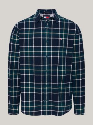 green flannel check relaxed shirt for men tommy jeans