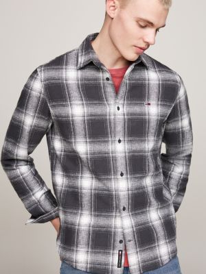 camisa de cuadros amplia azul de hombres tommy jeans