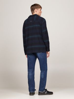 sopracamicia regular fit in flanella a quadri blu da uomini tommy jeans