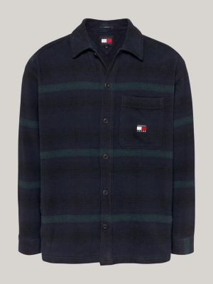 blau kariertes regular fit overshirt aus flanell für herren - tommy jeans