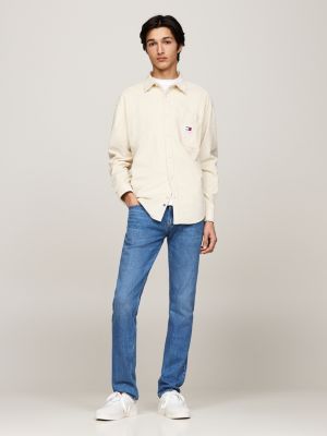 beige corduroy relaxed shirt for men tommy jeans