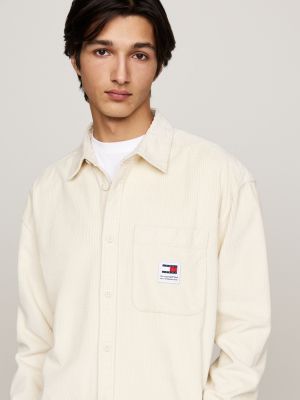 beige corduroy relaxed shirt for men tommy jeans