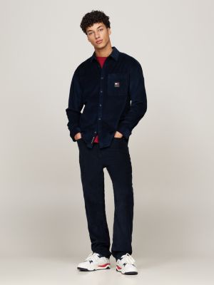 blue corduroy relaxed shirt for men tommy jeans