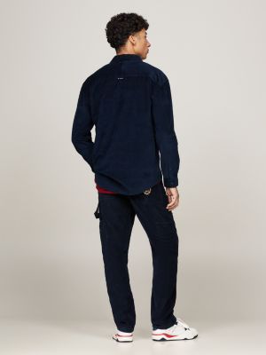 blue corduroy relaxed shirt for men tommy jeans