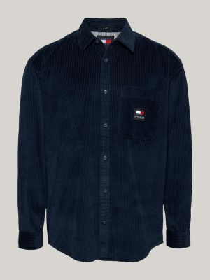 blue corduroy relaxed shirt for men tommy jeans