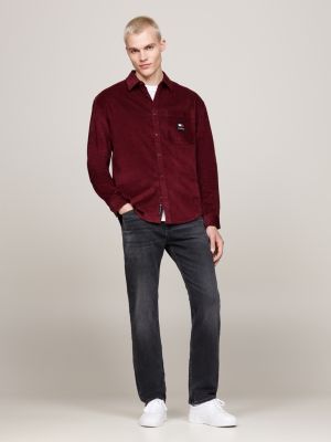 red corduroy relaxed shirt for men tommy jeans