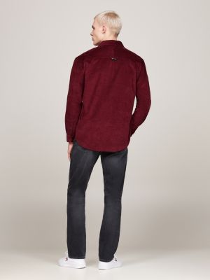 red corduroy relaxed shirt for men tommy jeans