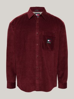 red corduroy relaxed shirt for men tommy jeans