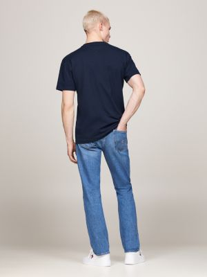 blue signature logo crew neck t-shirt for men tommy jeans