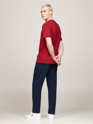 red signature logo crew neck t-shirt for men tommy jeans