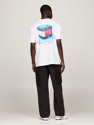 white logo crew neck t-shirt for men tommy jeans