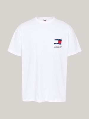 wit t-shirt met ronde hals en logo voor heren - tommy jeans