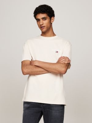 white t-shirt met logo op de achterkant voor heren - tommy jeans