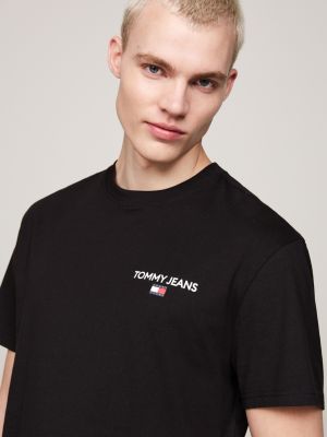 zwart t-shirt met logo op de achterkant voor heren - tommy jeans