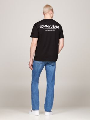 zwart t-shirt met logo op de achterkant voor heren - tommy jeans