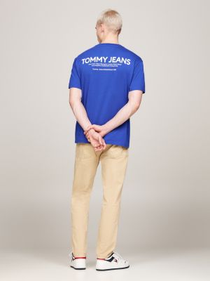 blue back logo t-shirt for men tommy jeans