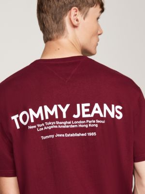 t-shirt con logo sul retro rosso da uomini tommy jeans