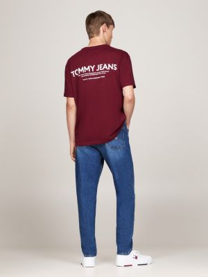 t-shirt con logo sul retro rosso da uomini tommy jeans