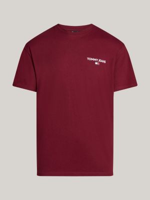 t-shirt con logo sul retro rosso da uomini tommy jeans