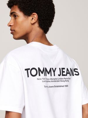 t-shirt con logo sul retro bianco da uomini tommy jeans