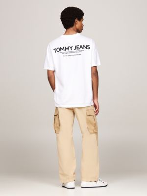 wit t-shirt met logo op de achterkant voor heren - tommy jeans