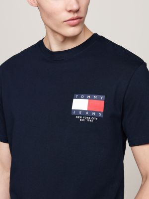 t-shirt con logo sul retro blu da uomini tommy jeans