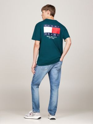 grün rundhals-t-shirt mit rückenlogo für herren - tommy jeans