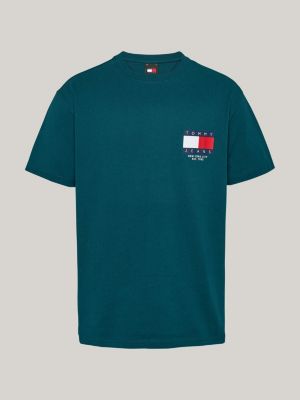 grün rundhals-t-shirt mit rückenlogo für herren - tommy jeans