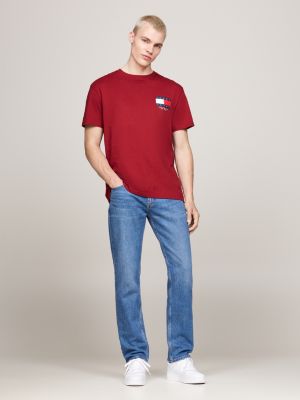 t-shirt con logo sul retro rosso da uomini tommy jeans