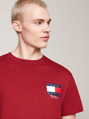 t-shirt con logo sul retro rosso da uomini tommy jeans