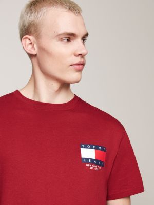 rot rundhals-t-shirt mit rückenlogo für herren - tommy jeans