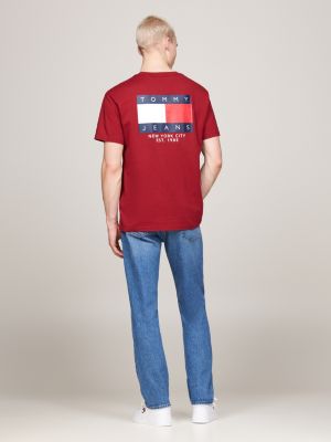 rot rundhals-t-shirt mit rückenlogo für herren - tommy jeans