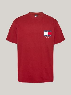 t-shirt con logo sul retro rosso da uomini tommy jeans