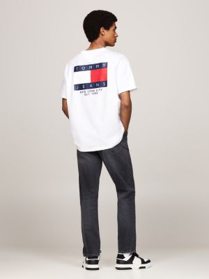 camiseta con logo en la espalda blanco de hombres tommy jeans