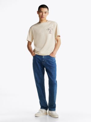 t-shirt à logo signature au dos blanc pour hommes tommy jeans
